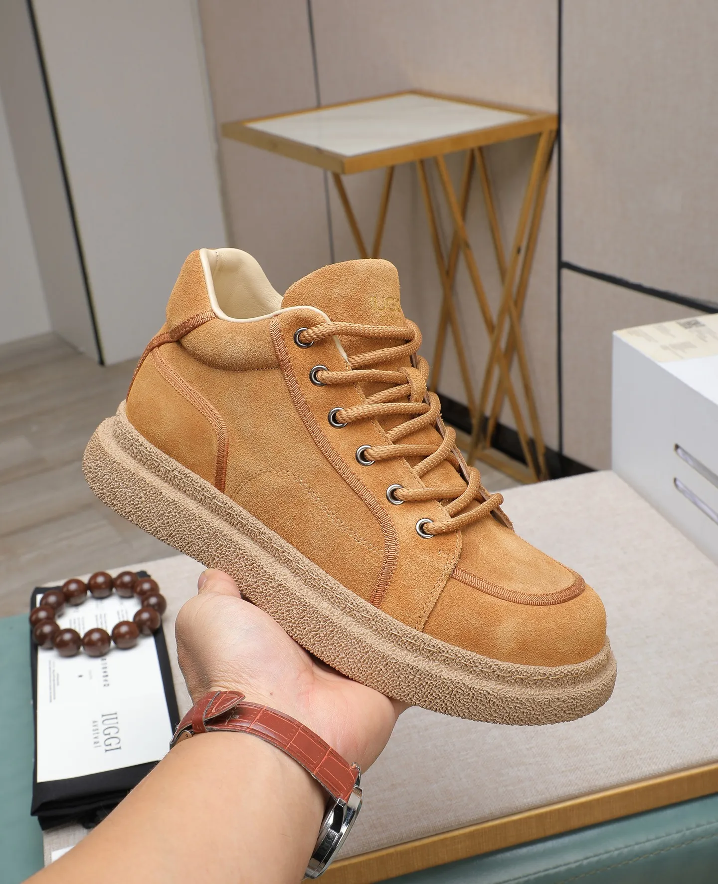 Men's shoes 💰600 IUGGI new retro presbyopia men's shoes, casual and versatile, full of high-end sense, fashionable, luxury and personalized style, joint style, retro presbyopia factor, full of handsome style, first layer suede cowhide, wool lining, rubber outsole, light and non-slip size: 39-44